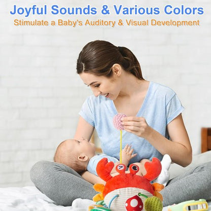 Lynncare Car Seat Toy - Engaging Stroller Toy with Clip, Rattle, Mirror & Bell for Infants 0-6 Months