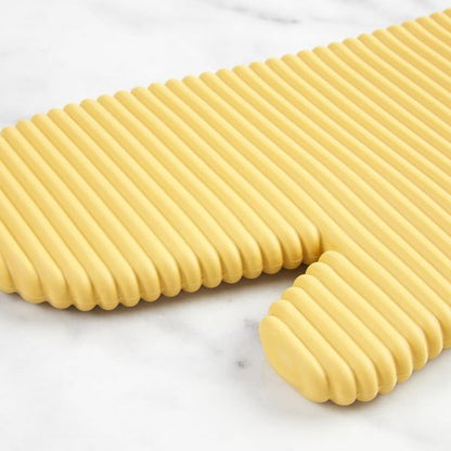 KitchenAid Ribbed Soft Silicone Oven Mitt Set - 2-Pack, 7.5"x13", Butter Yellow for Ultimate Heat Protection