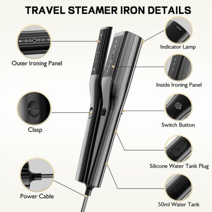 3 In 1 Travel Steamer Iron for Clothes, 900W Portable Clothing Garment Steamer, 0.9lbs Lightly, Travel Size, 10 Minutes of Continuous Steam, 120V Mini Handheld Clothes Steamer for Travel & Home