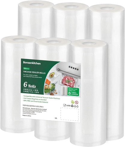 Skiennix 6-Pack Gift Wrap Rolls - 11" x 20' & 8" x 20' + 2-Pack 8" x 50' Rolls
