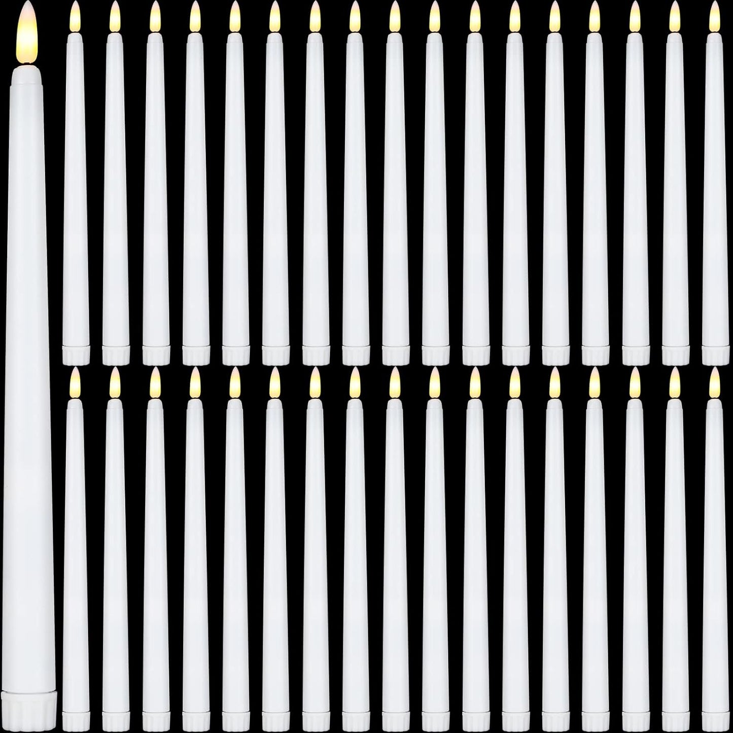 Reginary Flameless Taper Candles - 36 Pack Battery Operated LED Candlesticks | 11" White for Weddings & Parties