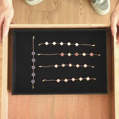 JETEHO Black Velvet Jewelry Tray for Drawers Black Jewelry Display Tray Stackable Jewelry Trays Stackable Jewelry Organizer Trays for Necklace Bracelet Ring Watch Tray Felt Jewelry Tray(4 Pack)