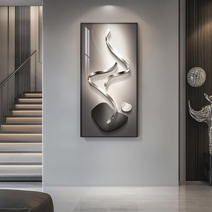 Modern Abstract Wall Art by [Brand Name] - Large 30x60 Inch Black & Grey Framed Prints for Living Room Decor