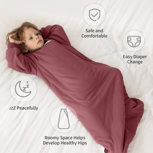 BubblePanda Bamboo Sleep Sack - Supersoft 1.5 Tog Long Sleeve Blanket for Babies 6-12 Months