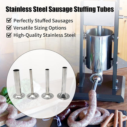 Saihisday Stainless Steel Sausage Stuffer Tubes - Meat Grinder Attachment Set of 4 for Perfect Sausages