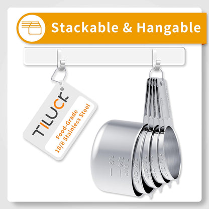TILUCK Stainless Steel Measuring Cups & Spoons Set - Essential Kitchen Gadgets for Cooking & Baking (11 Pieces)