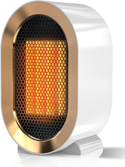 QQT Space Heater - Corded Portable PTC Ceramic Heater for Indoor Use | Quiet & Energy-Saving, White