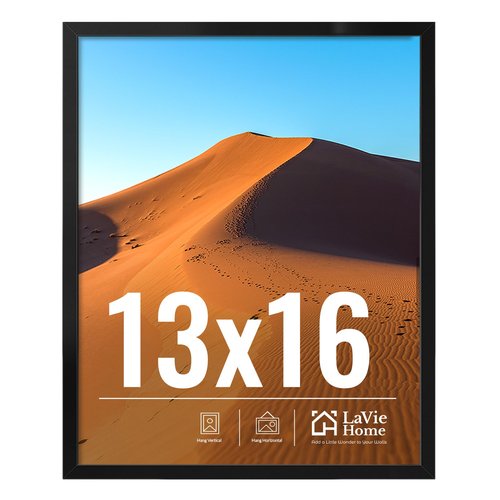 LaVie Home 13x16 Picture Frame for Wall Display, 13x16 Black Picture Frame with HD Plexiglas, 13 x 16 Poster Frame 1 Pack, Display Frame for Vertical or Horizontal, Classic Collection
