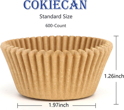 Regine Switzerland 600 Count Natural Cupcake Liners - Food-Grade Greaseproof Baking Cups | No Smell Muffin Wrappers for Events