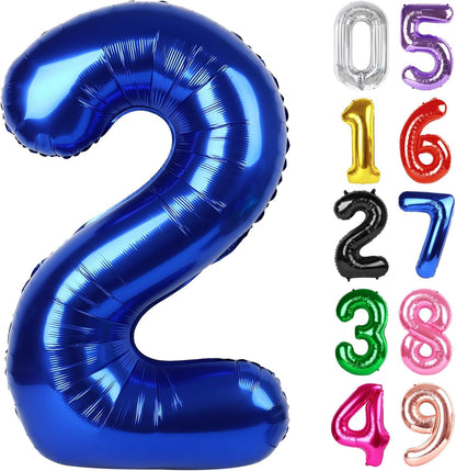 Number 2 Balloon by Night Blue - 40 Inch Sparkling Decoration for 2nd Birthday Parties