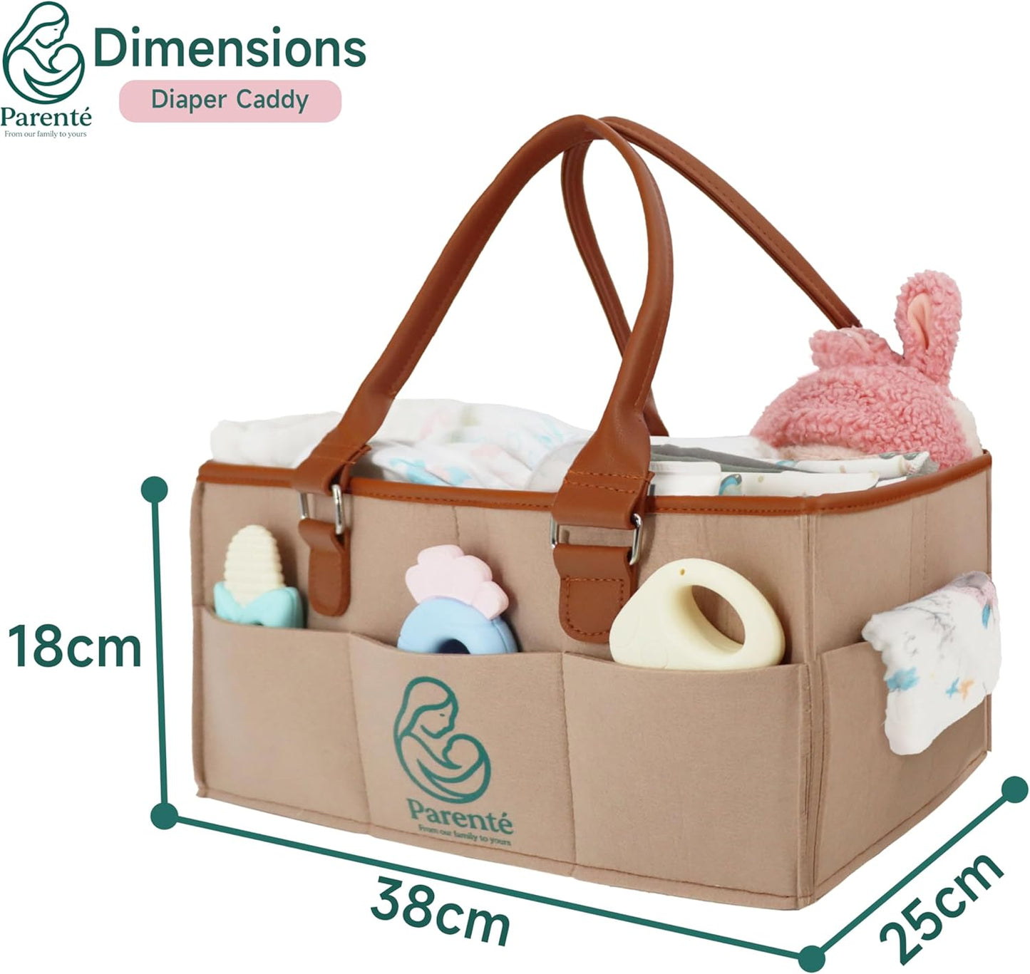Skiennix Diaper Caddy Organizer - Portable Nursery Storage Bin with Handles | Large Capacity for Baby Essentials