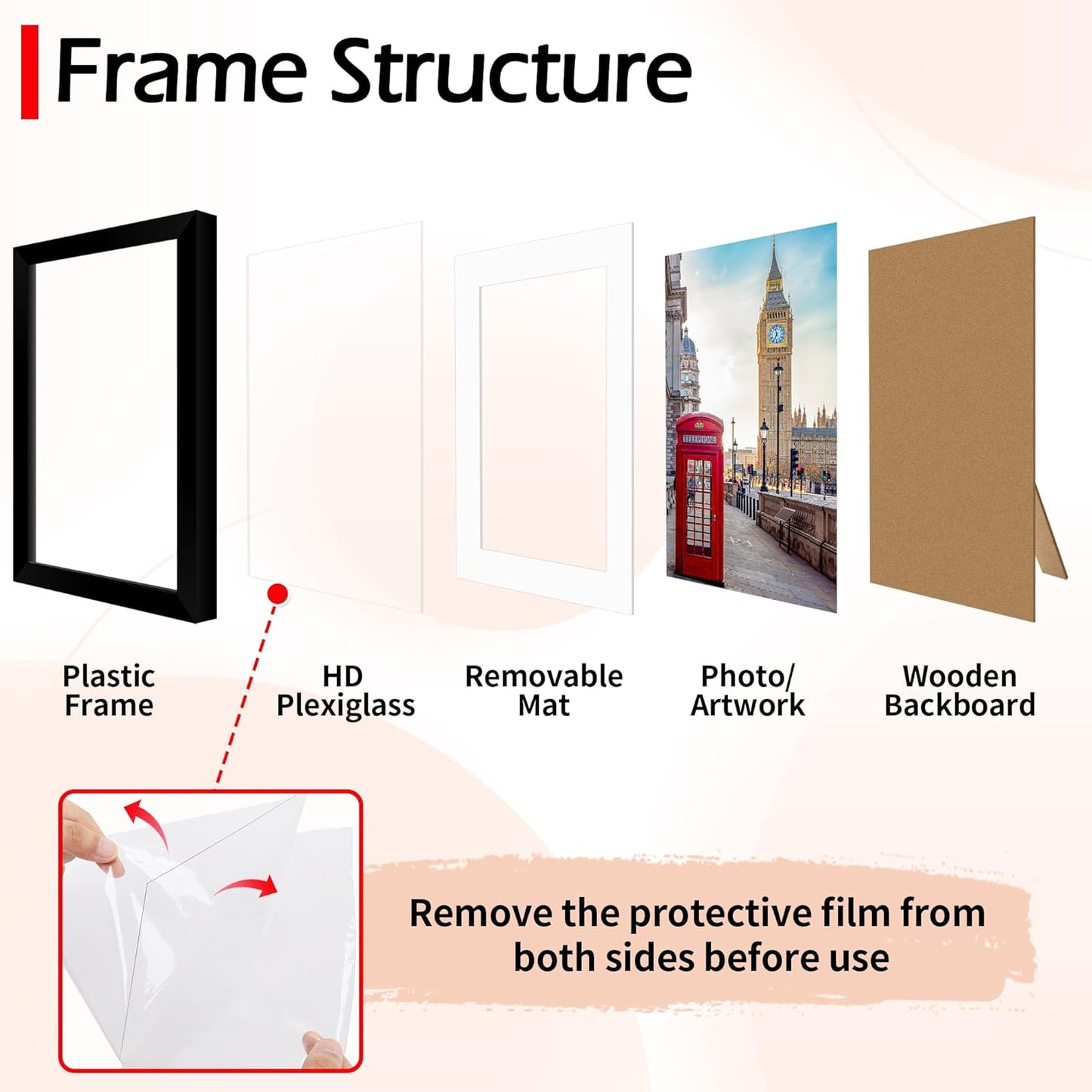 Black 8x10 Picture Frame Set of 2 | Versatile Tabletop & Wall Display with HD Plexiglass