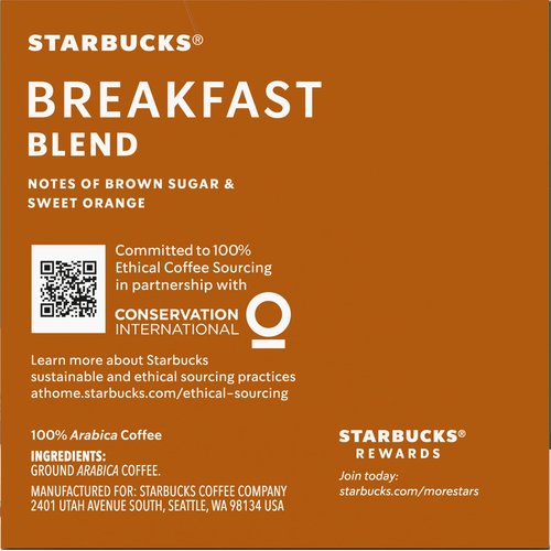 Starbucks Coffee K-Cup Pods, Breakfast Blend Medium Roast, Ground Coffee K-Cup Pods for Keurig Brewing System, 10 CT K-Cup Pods Per Box (Pack of 3 Boxes)
