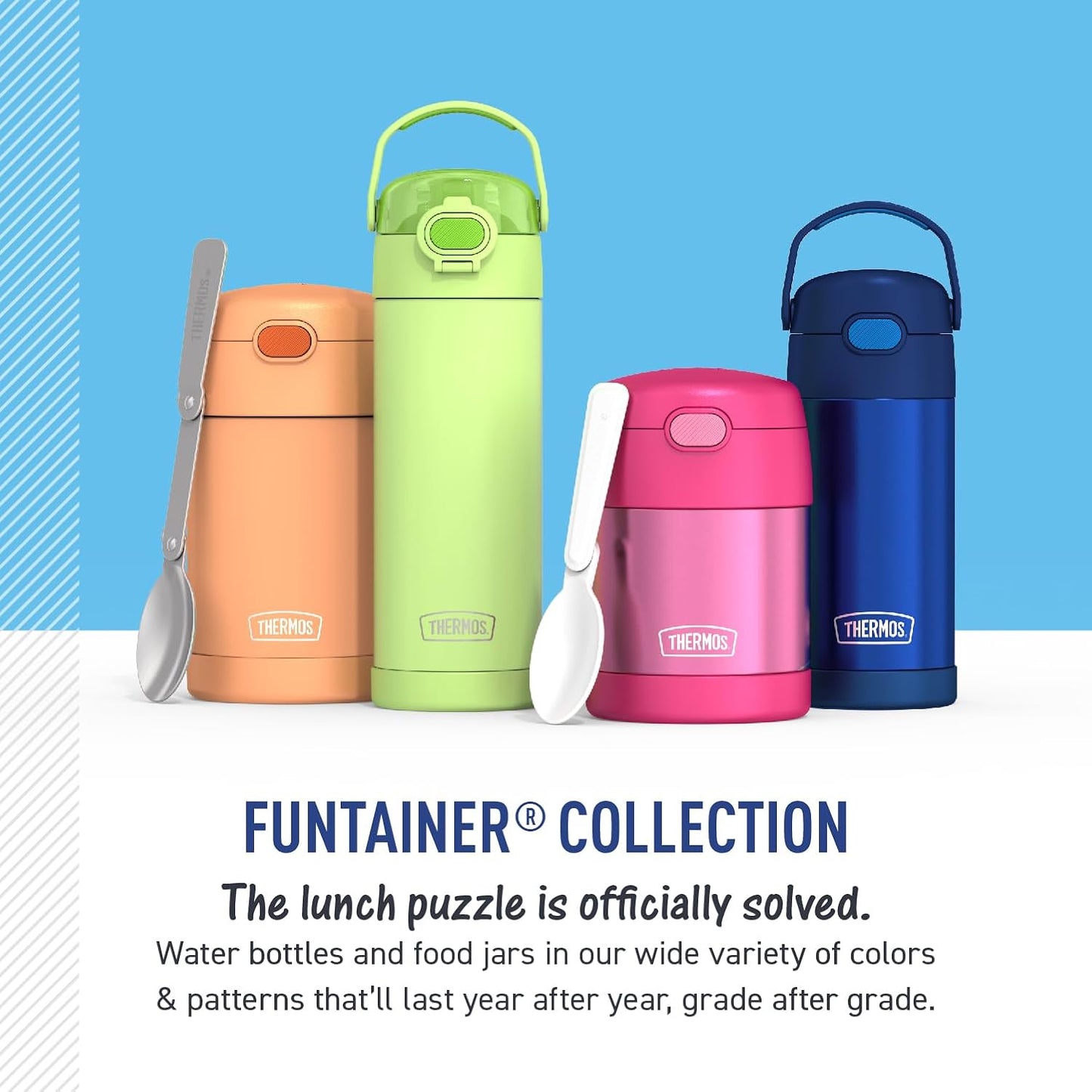 THERMOS FUNTAINER 12 Ounce Stainless Steel Kids Straw Bottle - Vacuum Insulated, Rose Gold