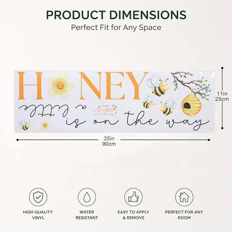 Bee Baby Shower Backdrop Decal Sign - Honey Theme Nursery Wall Decoration