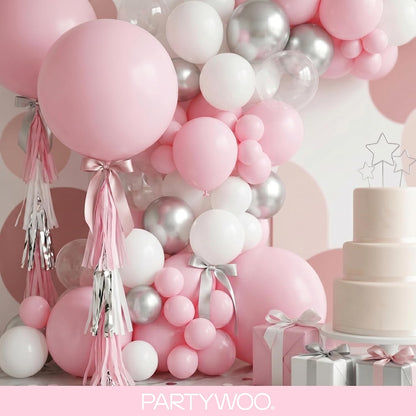 PartyWoo Light Pink Balloon Arch Kit - 152pcs in Various Sizes for Baby Showers & Birthday Parties