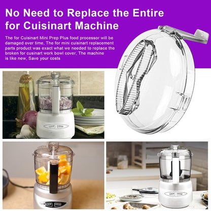 DLC-2AWBC-1 Replacement for Cuisinart Mini Prep Plus Food Processor Work Bowl Cover Parts, Fits All for Cuisinart DLC-2A 3 Cup Mini Prep Plus Food Processor Models, Only Use with Bowl DLC-2AWB-1