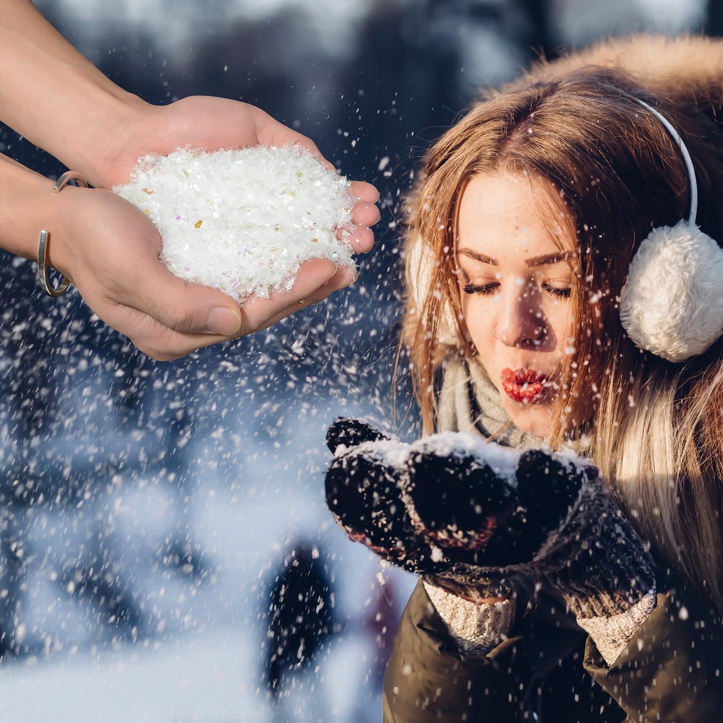 Skiennix Christmas Fake Snow | 8.8 oz Sparkling Artificial Snow Powder for Holiday Crafts