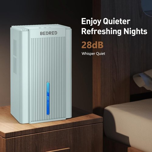 Dehumidifier 95OZ by [Brand Name] - Quiet 1000 Sq.Ft Home Unit with Auto Shut Off & 7 Color Ambient Light | Pale Turquoise