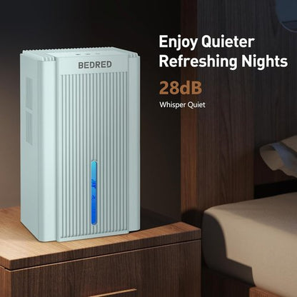 Dehumidifier 95OZ by [Brand Name] - Quiet 1000 Sq.Ft Home Unit with Auto Shut Off & 7 Color Ambient Light | Pale Turquoise