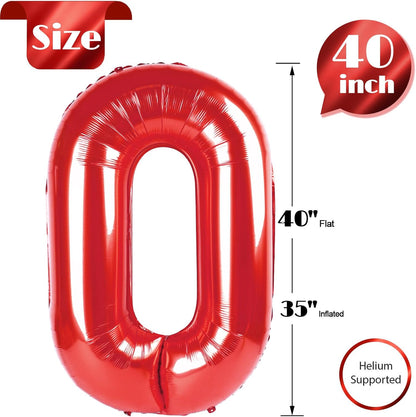 Red Number 0 Balloon - 40 Inch Birthday Decoration for Milestone Celebrations | Party Supplies