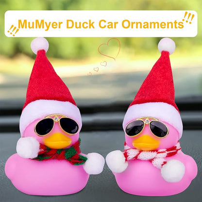 Christmas Rubber Duck Car Ornament with Hat, Sunglasses & Scarf - Pink Duck-Green Scarf (Variation of THIS listing)