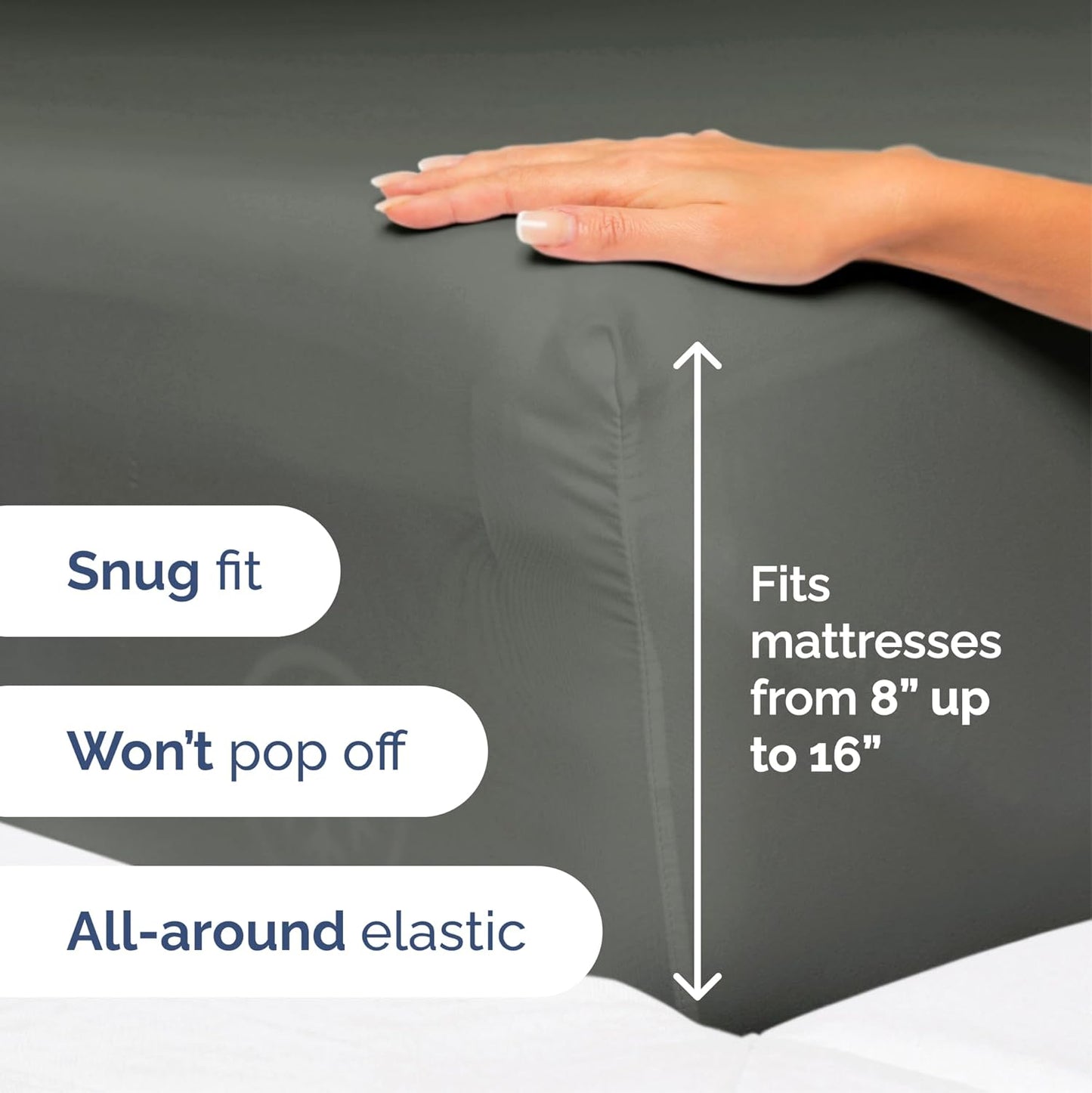 Regine Switzerland Queen Size 4-Piece Sheet Set - Ultra Soft Cooling Bed Sheets - Fits 8 to 16 Inch Mattresses - Wrinkle-Free Luxury Bedding in Dark Slate Grey