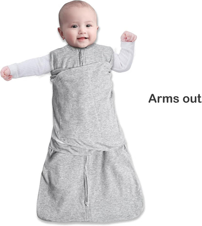 Skiennix Baby Sleep Sack Swaddle - 3-Way Adjustable 100% Organic Cotton | 2 Pack for 3-6 Months (Blue & Grey)