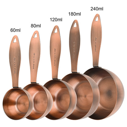 Smithcraft Measuring Cups and Spoons Set, 12 Pieces Stainless Steel Measuring Cup Set, Metal Copper Measuring Cups Spoons, Dry & Liquid Kitchen Measure Cup Spoon & Leveler & Measure Equivalents