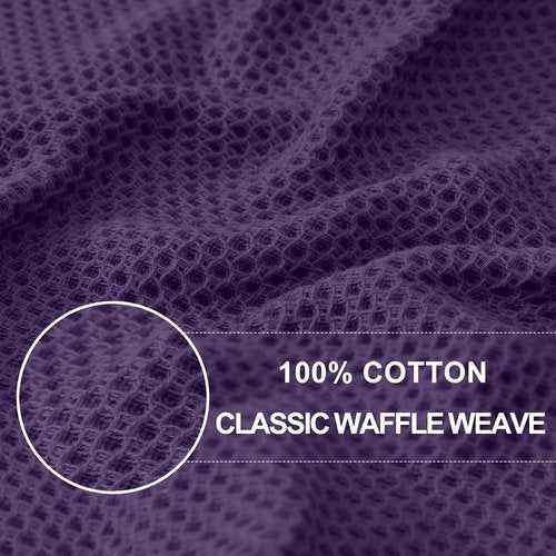 Homaxy Kitchen Dish Towels - Ultra Soft 100% Cotton Waffle Weave, Quick Drying, 13 x 28 Inches, 4-Pack, Eggplant