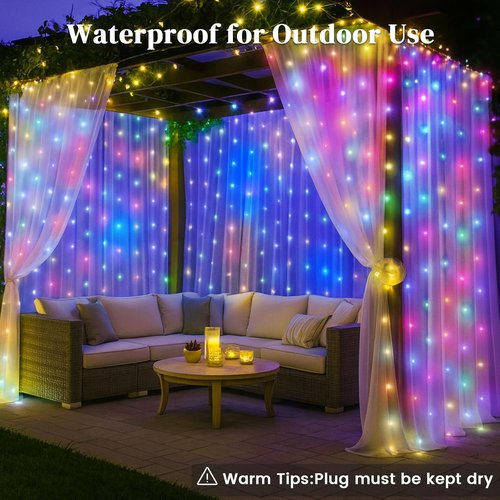 DomeStar 300 LED Fairy Curtain Lights - 9.8ft Waterproof String Lights with Remote & 8 Modes | Multicolor