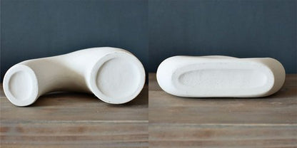 Carrot's Den Donut Vase, Set of 2 - White Large Ceramic Vase - Minimalist Nordic, Hollow | Table Centerpiece, Olive Plant, Wedding, Living Room, Bookshelf, Office, Modern Home, Entryway, Console