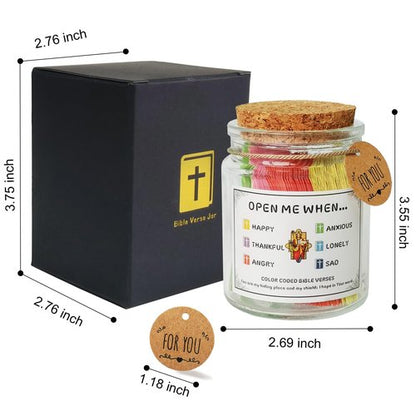 Bible Verse Jar, Color Coded Bible Verses in a Jar, Christian Gifts for Women Men Mom, Bible Study Supplies, Birthday Gifts for Women Men