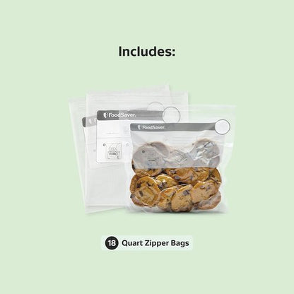 FoodSaver Vacuum Zipper Bags - 1-Quart Size | BPA-Free Multilayer Construction for Freshness