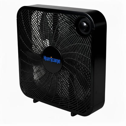 Hurricane Classic Floor Mount Box Fan w/ 3 Quiet Speeds, Black, 20" - Corded Portable Electric Air Cooling Unit w/ Powerful 2400 CFM Airflow for Home, Garage, Office, Bedroom & Basement