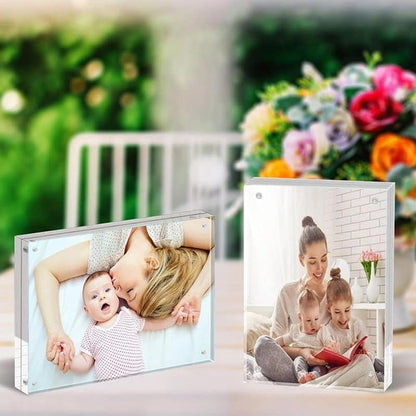 5x7 Inch Acrylic Magnetic Picture Frame Set - 3 Pack, Frameless Double-Sided Desk Frames