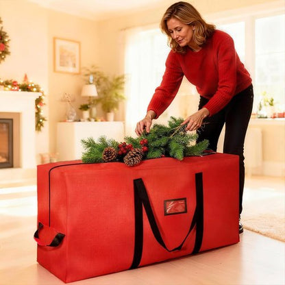 Christmas Tree Storage Bag - 9FT Heavy Duty Waterproof Bag with Dual Zippers & Reinforced Handles | Red