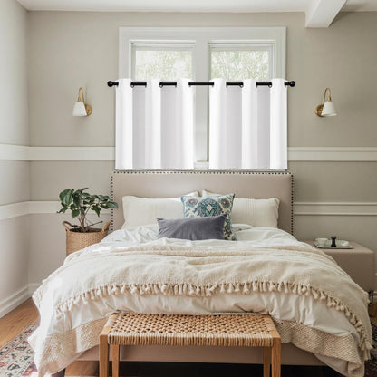 MIULEE Short Curtains - Thermal Insulated Privacy Drapes for Windows | Pure White, 40" x 36" (2 Panels)