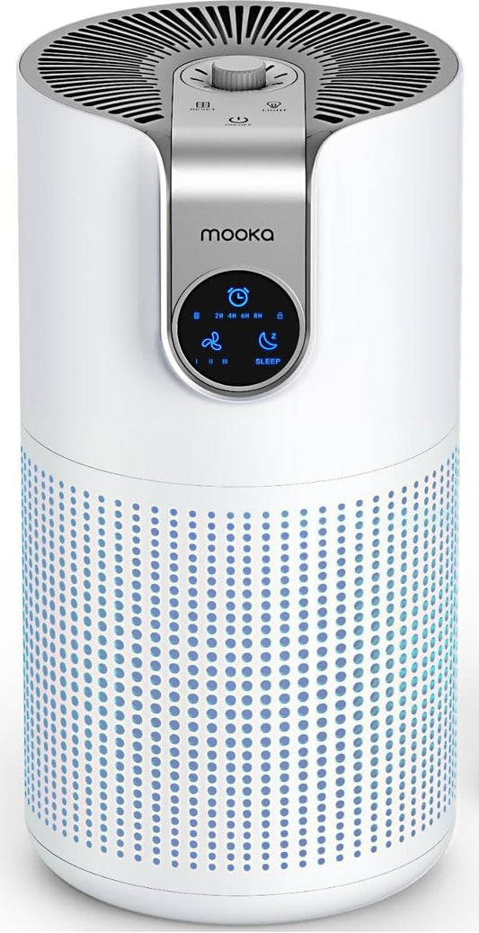 MOOKA HEPA Air Purifier - Large Room Coverage Up to 1500ft² | Quiet 15dB with Aromatherapy for Pets & Odor Removal