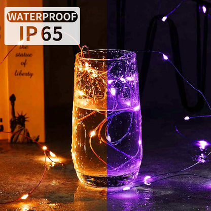 Skiennix 24 Pack Fairy Lights - 7Ft 20 LED Twinkle String Lights | Battery Operated & Waterproof for Mason Jar Decor, Parties & Weddings in Orange & Purple