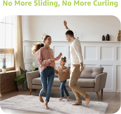 Rabenda Non-Slip Rug Grippers - 8 Pcs Reusable Dual-Sided Adhesive Pads for Hardwood Floors | Black