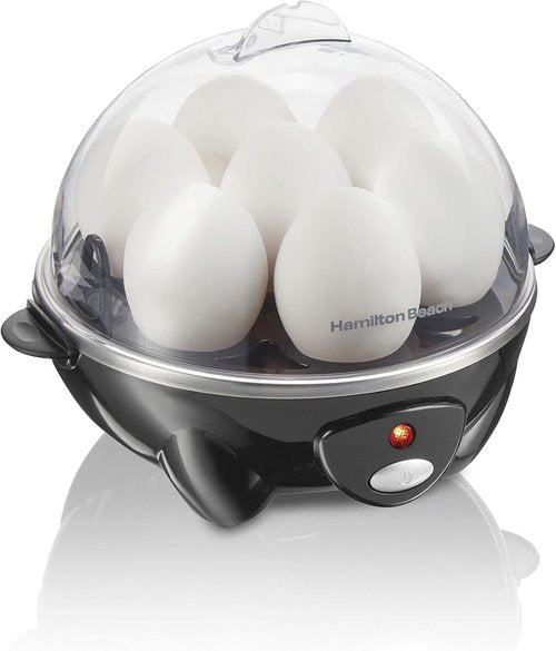 Hamilton Beach Electric Egg Cooker - 3-in-1 for Hard Boiled, Poached Eggs & Omelets - Black, Holds 7