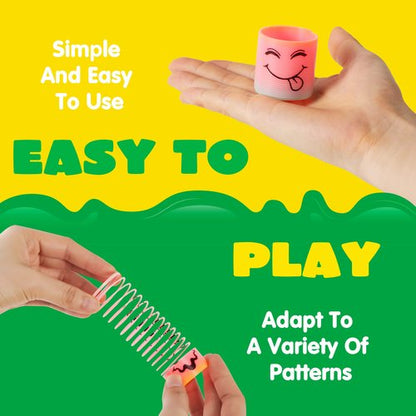 JOYIN 30 Pcs Spring Rainbow Party Favor, Mini Plastic Coil Spring Toy, Fidget Stress Coil Mini Springs Bulk Toys for Carnival Prize Birthday, Easter Goodie Bag Stuffers