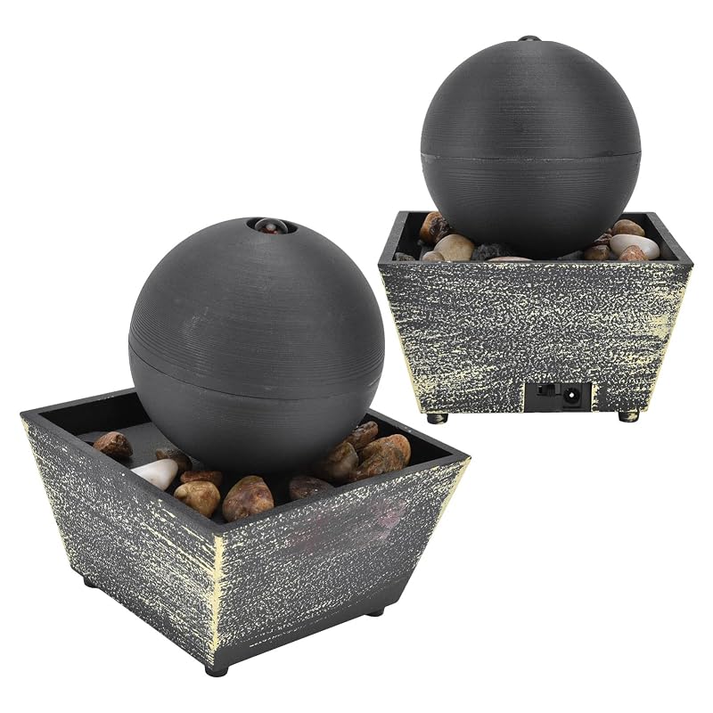 USB Tabletop Ball Water Fountain with LED Light - Indoor Desk Decor