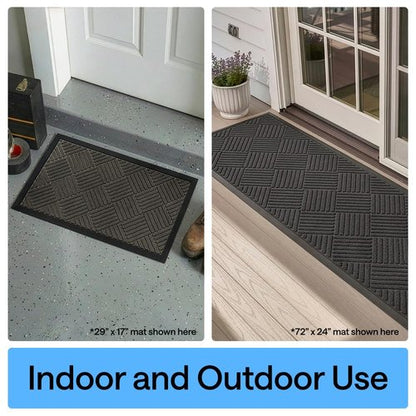 GORILLA GRIP 100% Waterproof All-Season WeatherMAX Doormat, 34x58, US Designed Natural Rubber, Stain and Fade Resistant, Low Profile Indoor Outdoor Door Mats, Easy Clean Patio Mat, Gray Diamond