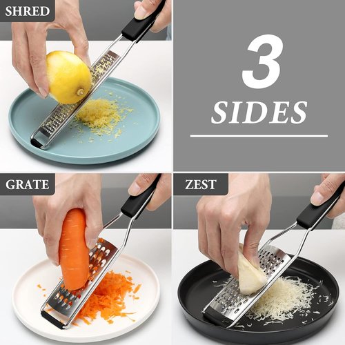 Cambom Lemon Zester Grater Set - Heavy-Duty Kitchen Tool for Cheese, Ginger, Garlic & More | Stainless Steel, Dishwasher Safe