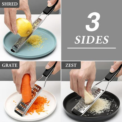 Cambom Lemon Zester Grater Set - Heavy-Duty Kitchen Tool for Cheese, Ginger, Garlic & More | Stainless Steel, Dishwasher Safe