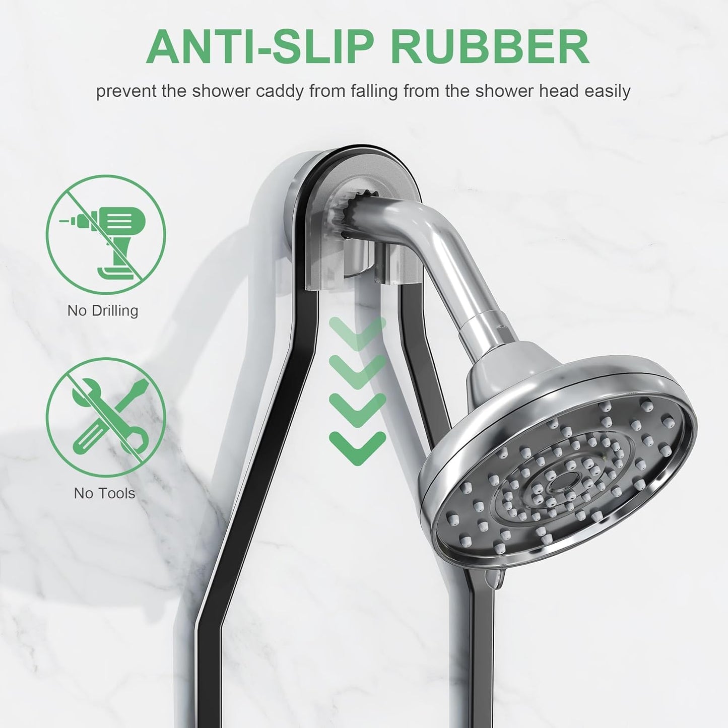 Regine Switzerland Shower Caddy - Rustproof 2-Tier Hanging Bathroom Organizer with 18 Hooks | Non-Slip Design
