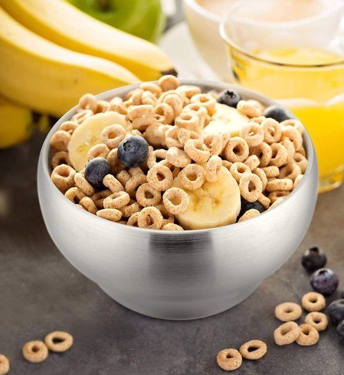 E-far Stainless Steel Bowls for Kids | 12 Ounce Double-Deck, Insulated & Shatterproof - Set of 4