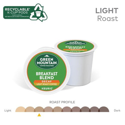 Green Mountain Coffee Roasters Breakfast Blend Decaf Coffee | Light Roast K-Cup Pods, 32 Count